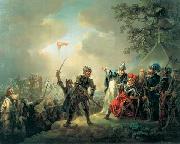 Dannebrog falling from the sky during the Battle of Lyndanisse Christian August Lorentzen